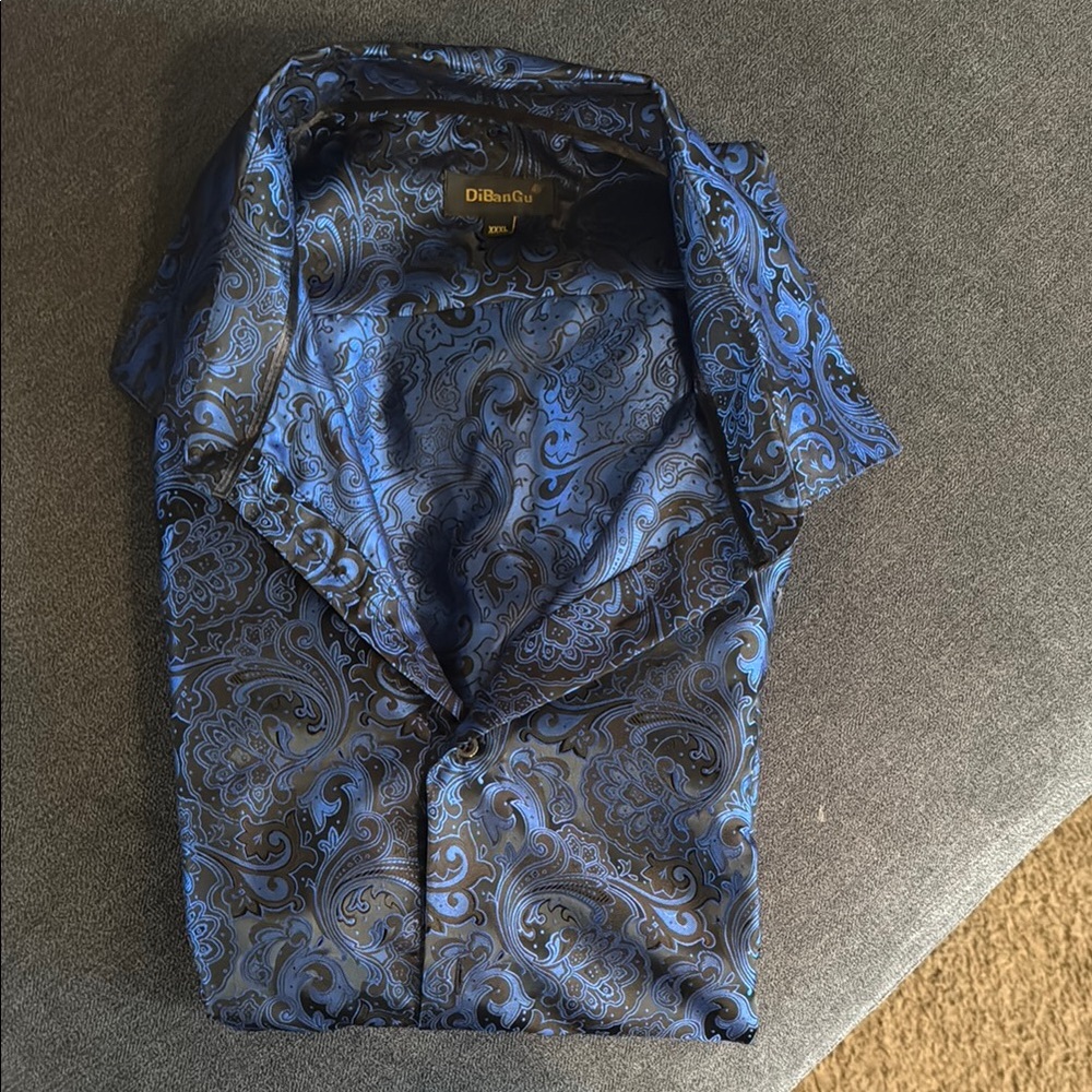 Blue Paisley Button-Up Shirt